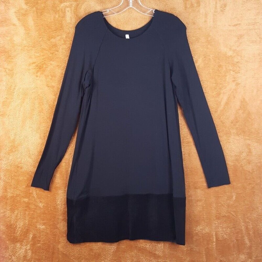BAILEY 44 Womens Dress Large Black Pullover Shift Suede Contrast Hem Stretch